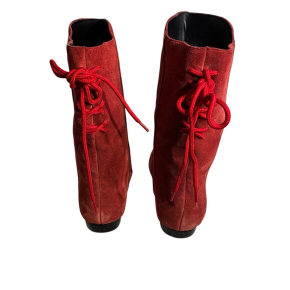 Stagelight Women’s  Red Velvet Suede Slouch Boots Flat.  Mid Calf. Size 7.5 - Picture 7 of 13